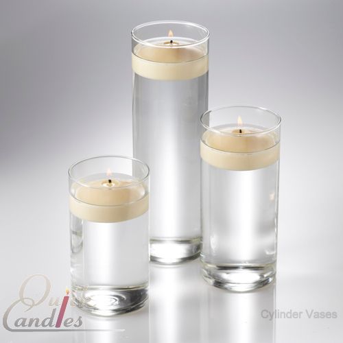 Eastland Glass Cylinder Vases & Floating Candles 3" (13 Colors) Set of
